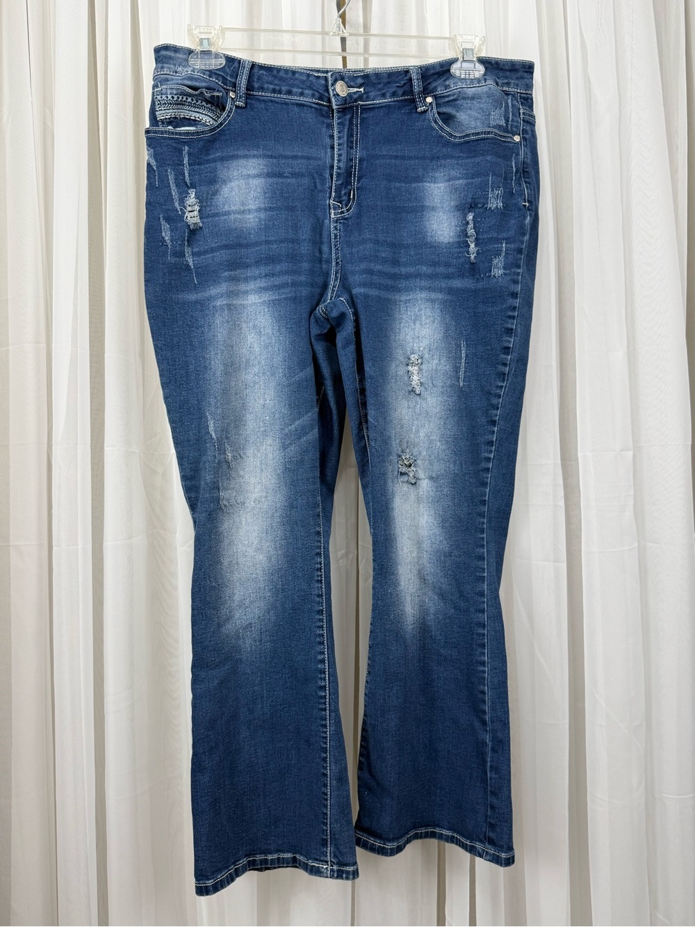 State of Independence Jeans Sz 16 Distressed High Rise Bootcut 27 Inseam
